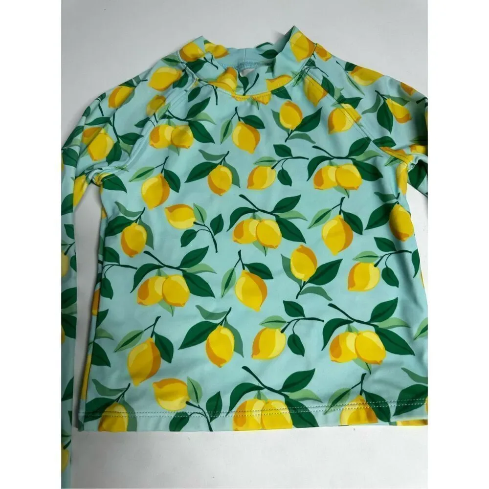 Janie and Jack Long sleeve Swim Top Lemons Girls Size 6 See Description